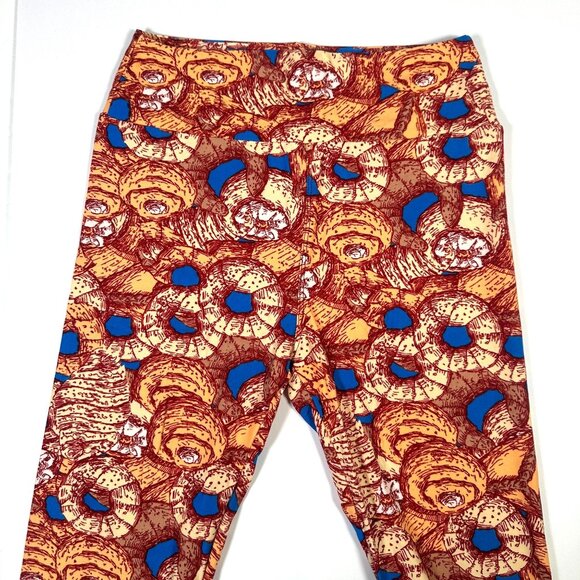 LuLaRoe Pastries Donuts Croissants Leggings Unicorn RARE HTF LLR New One Size OS - Picture 2 of 6